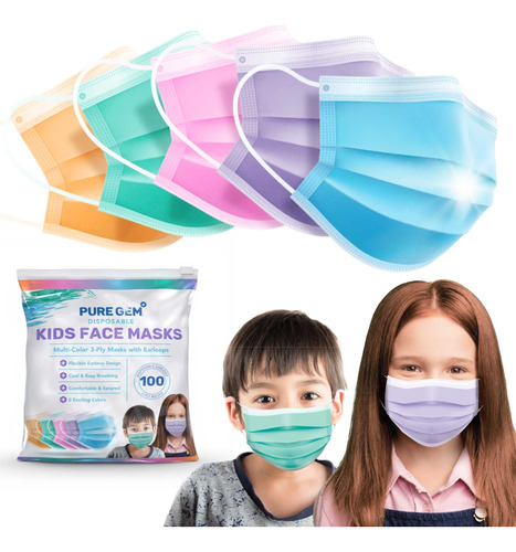 [paquete De 100] Mascaras Faciales Desechables Para Ninos Y