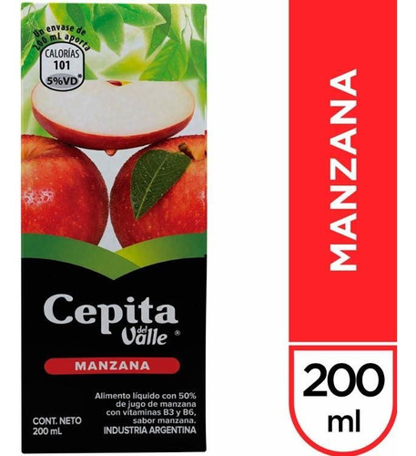 Pack X 6 Unid Jugo  Manzana 200 Cc Cepita Jugos P/beber