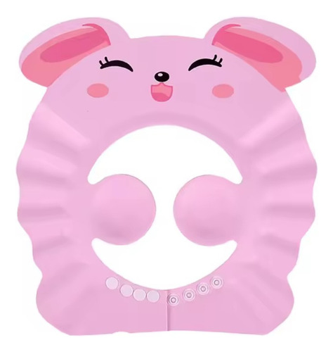 Gorro Protector Para Bañar Bebes Anti Salpicaduras Ajustable Rosa Osito