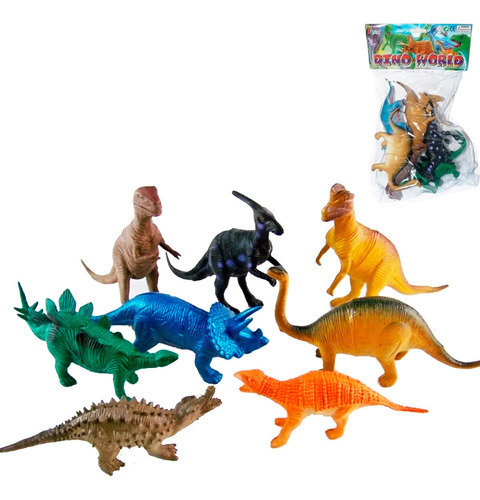 Dinossauro Brinquedo Kit Coleção 8 Peças Borracha Miniatura