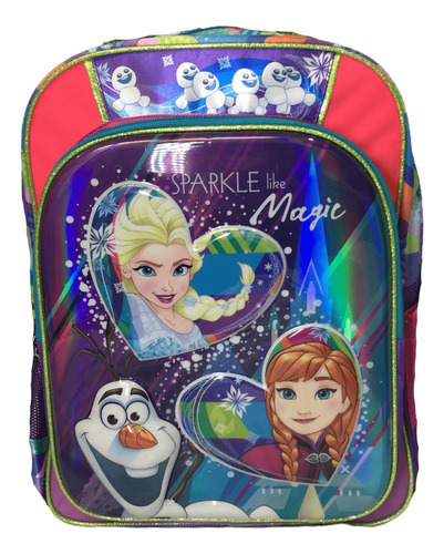 Mochila Escolar Frozen Sparkle Like Magic Diseño de la tela Satinada