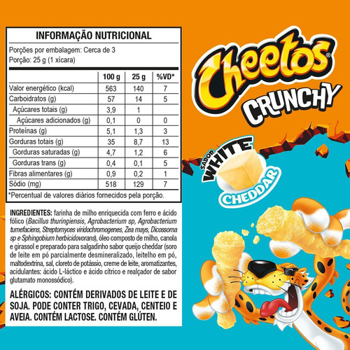 Salgadinho De Milho Crunchy White Cheddar Elma Chips Cheetos