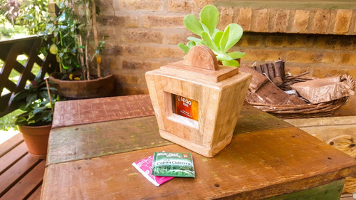 Porta Caramelos Madera Con Visor Mbarete Artesanías
