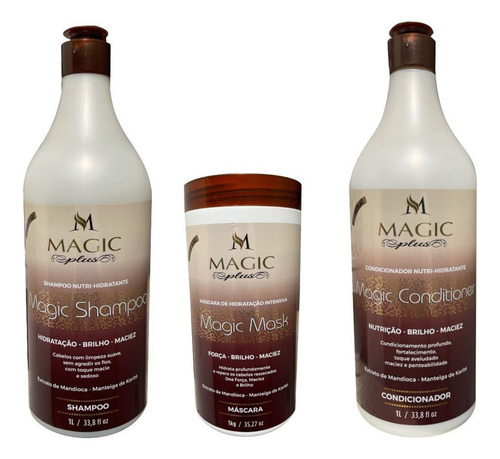 Magic Plus Mandioca Shampoo E Condicionador 1l E Mascara 1k