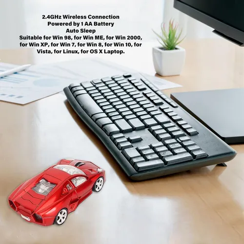 Ashata Mouse Inalámbrico Para Computadora Con Forma De Auto