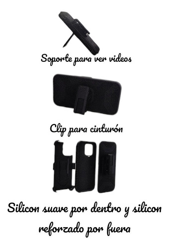 Funda Clip Reforzado Uso Rudo Para Zte A35 Más 2 Micas