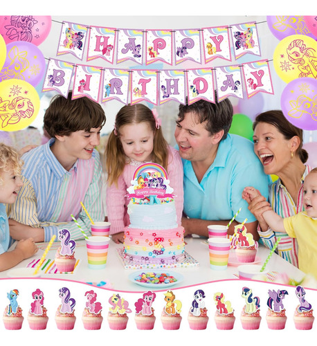 Kit De Decoracion Fiesta Cumpleaños Globos Los Pequeño Pony