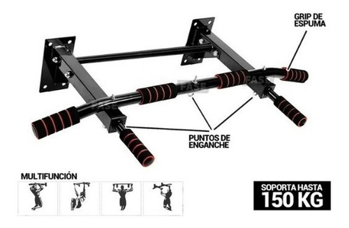 Imagen 7 de 9 de Barra De Dominadas Pared Fitness Meiso