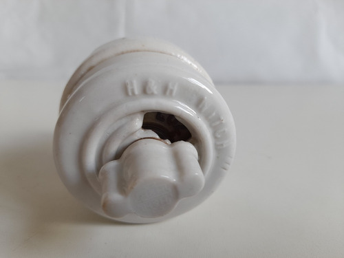 Antiguo Interruptor Porcelana, H & H Hart & Hegeman