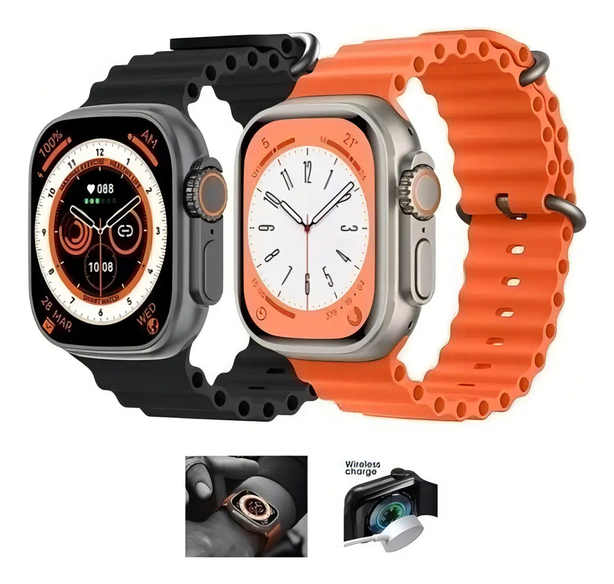 Relógio Smartwatch X8 Ultra Serie 8 Bluetooth 49mm Caixa Branco Pulseira Preto