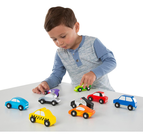 Set De Coches De Madera Melissa & Doug En Bandeja De Madera
