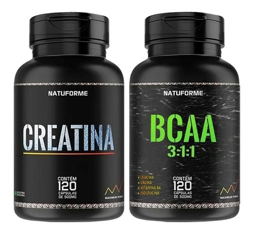 Kit Creatina E Bcaa 120 Cápsulas Cada 500mg Treino