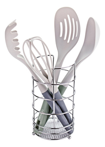 Set Utensilios De Cocina Gris Verde 4pcs Brando