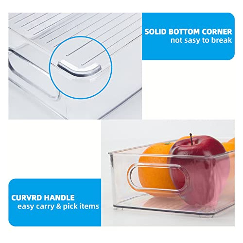 Stackable Refrigerator Organizer Bins, 6 Packs 3 Sizes ...