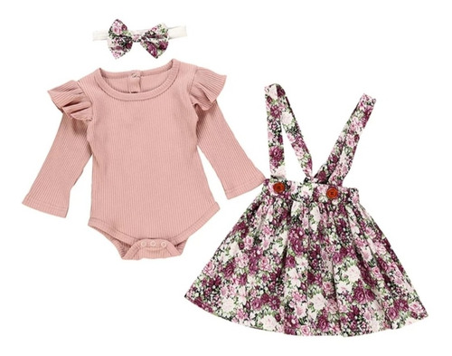 Ropa Bebé Niña Conjunto Jardinera Polerón + Cintillo.