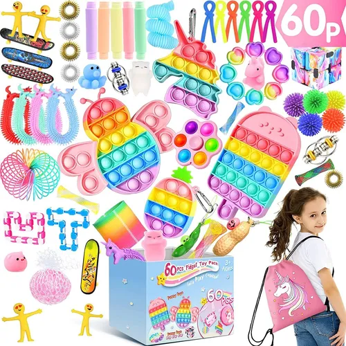 Fidget Toy Pack For Girls 60p Pop Figetget Toys Pack Sensory