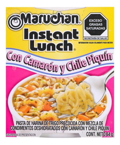 3 Pza Sopa Instantánea Maruchan Instant Lunch Con Camarón Y