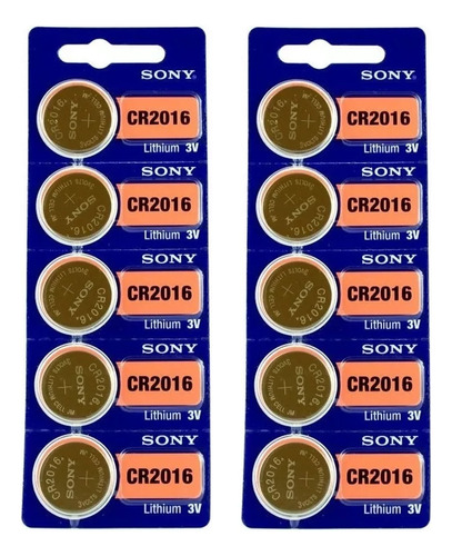 10x Baterías Cr2016 Pilas Botón Sony Original Litio 3v