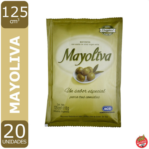 Mayonesa Mayoliva Sin Tacc Sachet 125ml - Caja X 20 Unidades