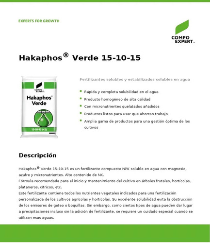 Fertilizante Hakaphos Verde (15-10-15) - Inicio Y Mantenimie
