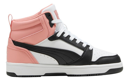 Puma Rebound V6 Mid Jr Para Dama Color Blanco, Negro, Rosa
