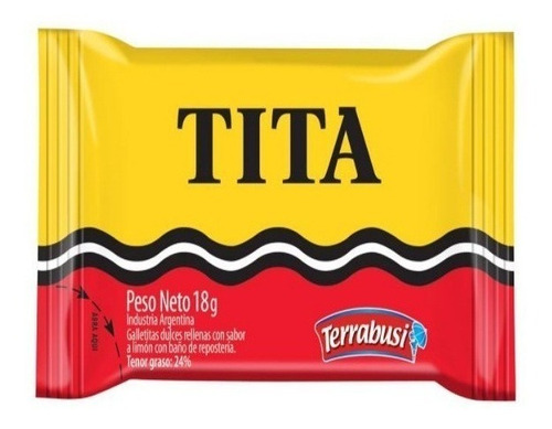 Galletita Terrabusi Tita  relleno limón sin sal 648 g pack x 36