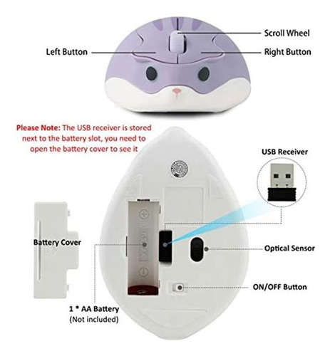 Mouse Chuyi Inalambrico/raton Purpura