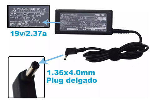 Cargador Asus 19v/ 1.75 To 2.37a/45w/1.35x4.0mm Plug Delgado