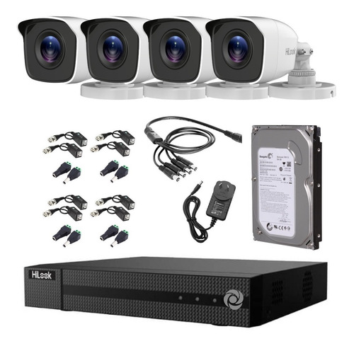 Kit Seguridad Hikvision Dvr 4ch + 4 Camara 2mp Exter + Disco