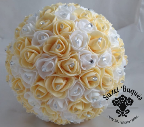 Buquê / Bouquet De Noiva Casamentos - Eva - Dourado E Branco | Parcelamento  sem juros