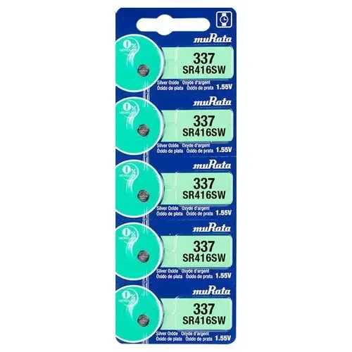 5 Pile A Bottone SR416SW / 337 Da 1.5V - MURATA Ossido D'argento - Nuove