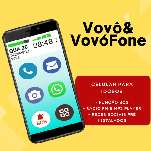 Smartphone Vovo&vovofone 32gb Tela 4 S.o.s Zap Face