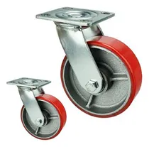 Comprar 2 Ruedas Fundicion Y Poliuretano 125mm Giratorias 300 Kg C\u002Fu Ruedas Rojo