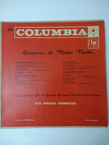 Vinilo Lp José Alfredo Jiménez Y Cuco Sánchez (guitarras De 