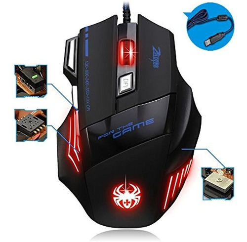 Mouse Gamer : Zelotes 7200 Dpi 7 Botones Profesional Led Op