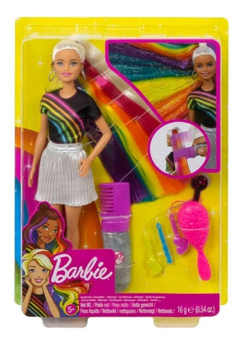 Barbie Peinado Brillante Con Glitter Y Acc Mattel E.full