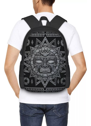 Aztec Calendar Sun Stone - Mochila En Escala Gris Para Color 9