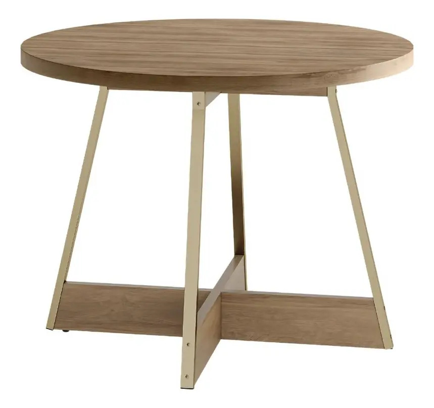 Mesa De Jantar Redonda 90cm Átria 1594 Carraro Dourada