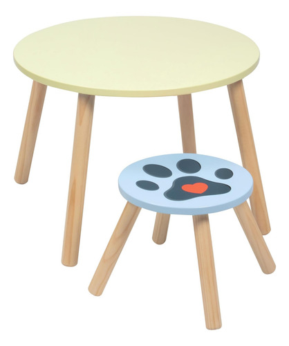Juego De Mesa Y Silla De Animales De Madera Para Niños W 4 A