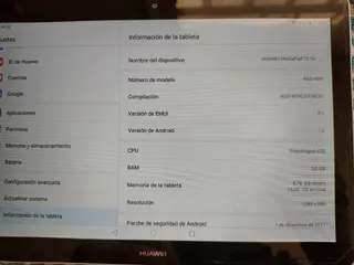 Liquido Tablet Huawei Mediapad T3 10 S/cargador