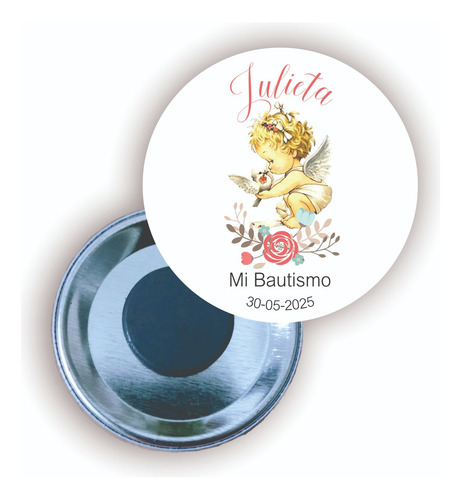 24 Imanes Pin Personalizados Bautismo Comunión Nacimiento Blanco Sweet Angel