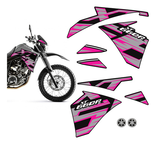 Adesivos Yamaha Xt 660r 2015/2018 Moto Preta Faixa +emblemas