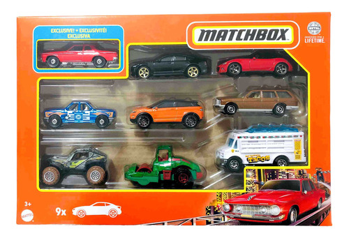 Set Pack 9 De Vehículos Matchbox - Mattel Escala 1/64