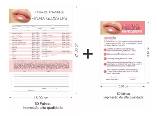 Ficha Anamnese 15x21cm Para Hidragloss Com 100 Fls