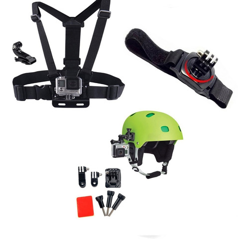 Kit Gopro Hero 10 9 8 7 6 5 Peito Capacete E Pulso Acessório