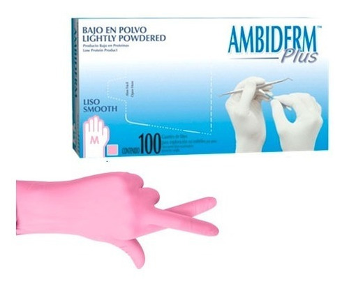 Guante Ambiderm Plus Rosa Látex 100pz