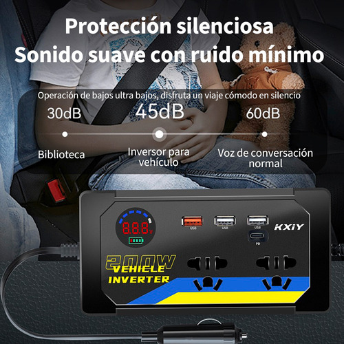 Inversor Corriente Auto 200w Portátil 12v A 110v Convertidor