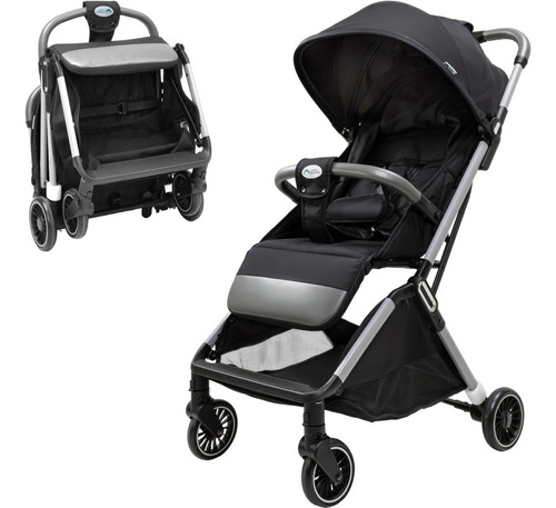 Carriola Para Bebe Plegable Tipo Baston Bidireccional Color Negro Color del chasis Gris