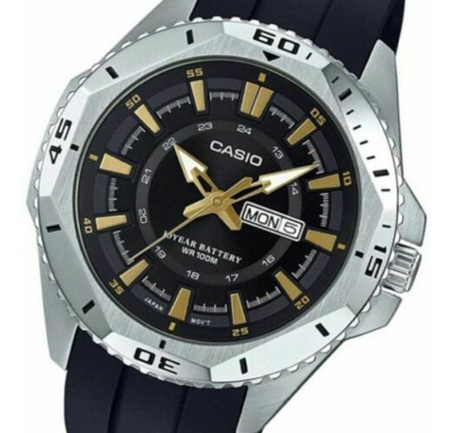 Reloj Para Unisex Casio Mtd-1085-1av Negro Color del bisel Plateado