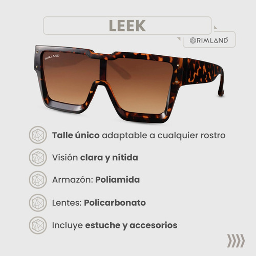 Imagen 3 de 7 de Anteojos Lentes De Sol Rimland Leek Carey